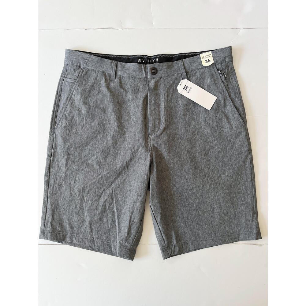 Visive Shorts Mens 36 Gray Chino 9 Inseam Quick Dry Stretch Lined Travel